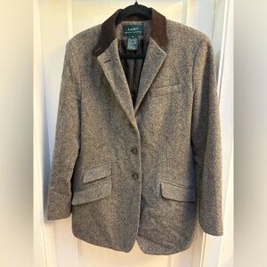 Lauren Ralph Lauren Blazer Riding Jacket Tweed Brown Wool Equestrian MINT!! Sz10